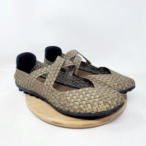 Bernie Mev Shoes‎ Womens 42 Charm Gold Metallic Slip On Mary Jane Flat Sandals